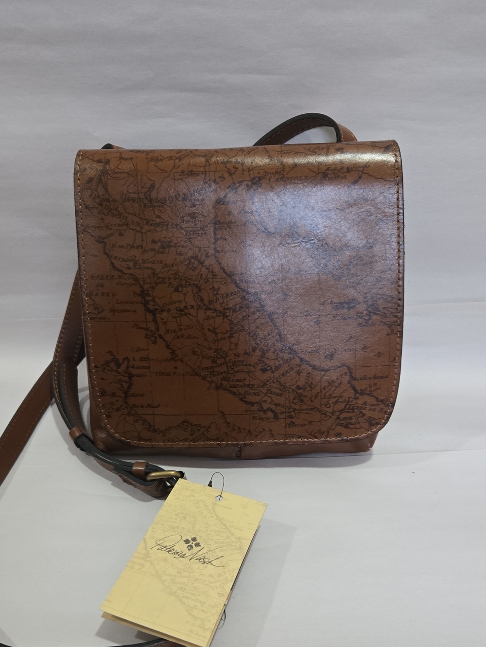 Patricia Nash Map Print Leather Crossbody Messenger Bag